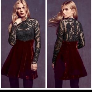 Free People Ginger Meadows Velvet and Lace Dress